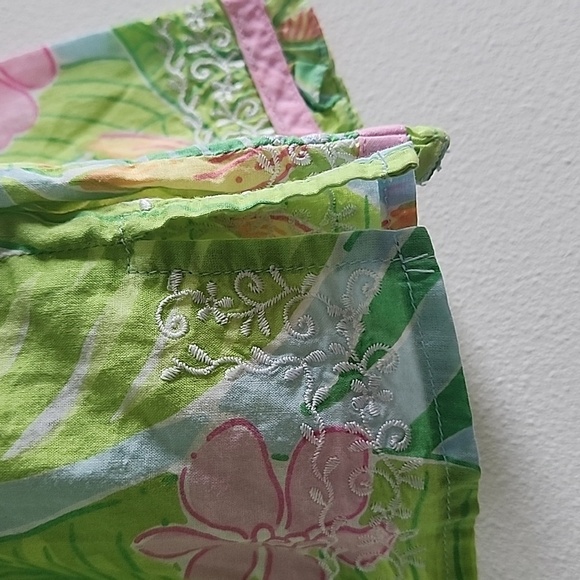 RARE Vintage Lilly Pulitzer Baby Girl Dress - Tropical Floral & Pink Trim Sz 6 M - Picture 7 of 13